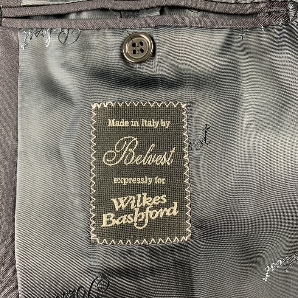 BELVEST Size 42 Long Black Stripe Wool Notch Lapel Suit - Picture 8 of 8